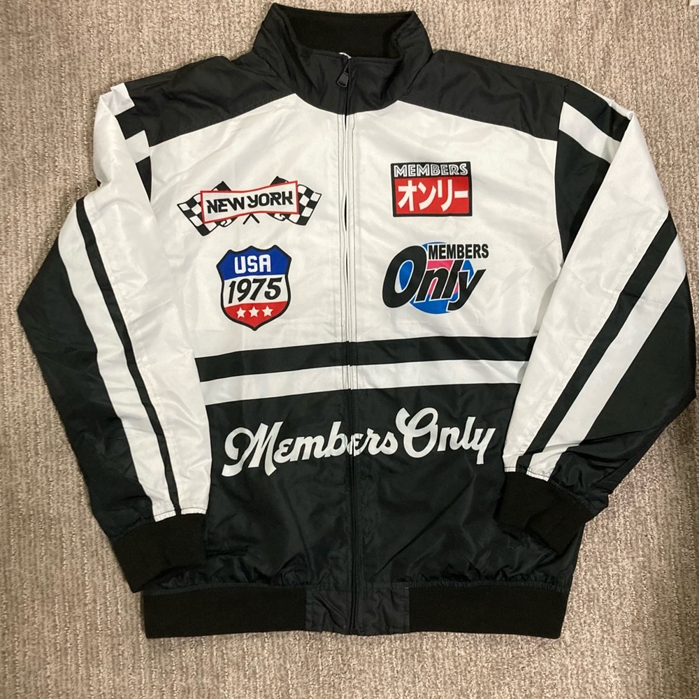 Members Only Racing Black and White Jacket EUC